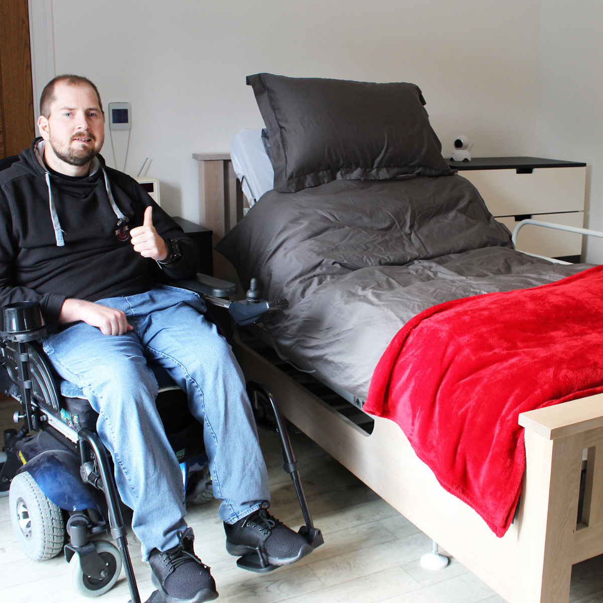 Jon's rotating bed has given him the freedom to return home.