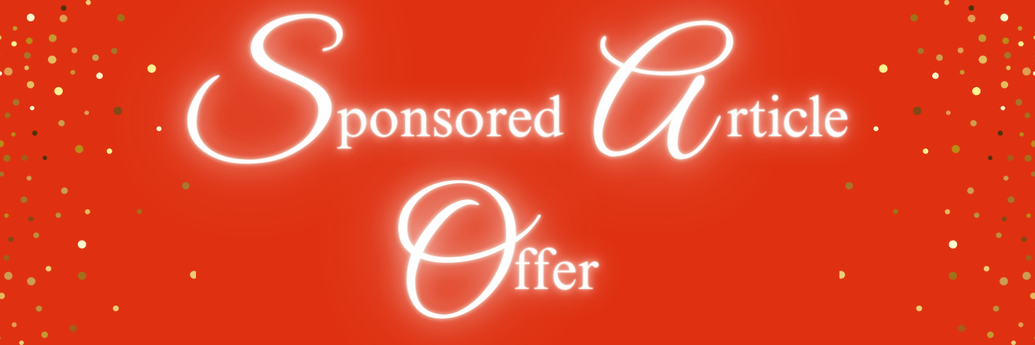 A red banner image with the words Sponsored Article Offer. There is gold glitter down the sides of the banner. 