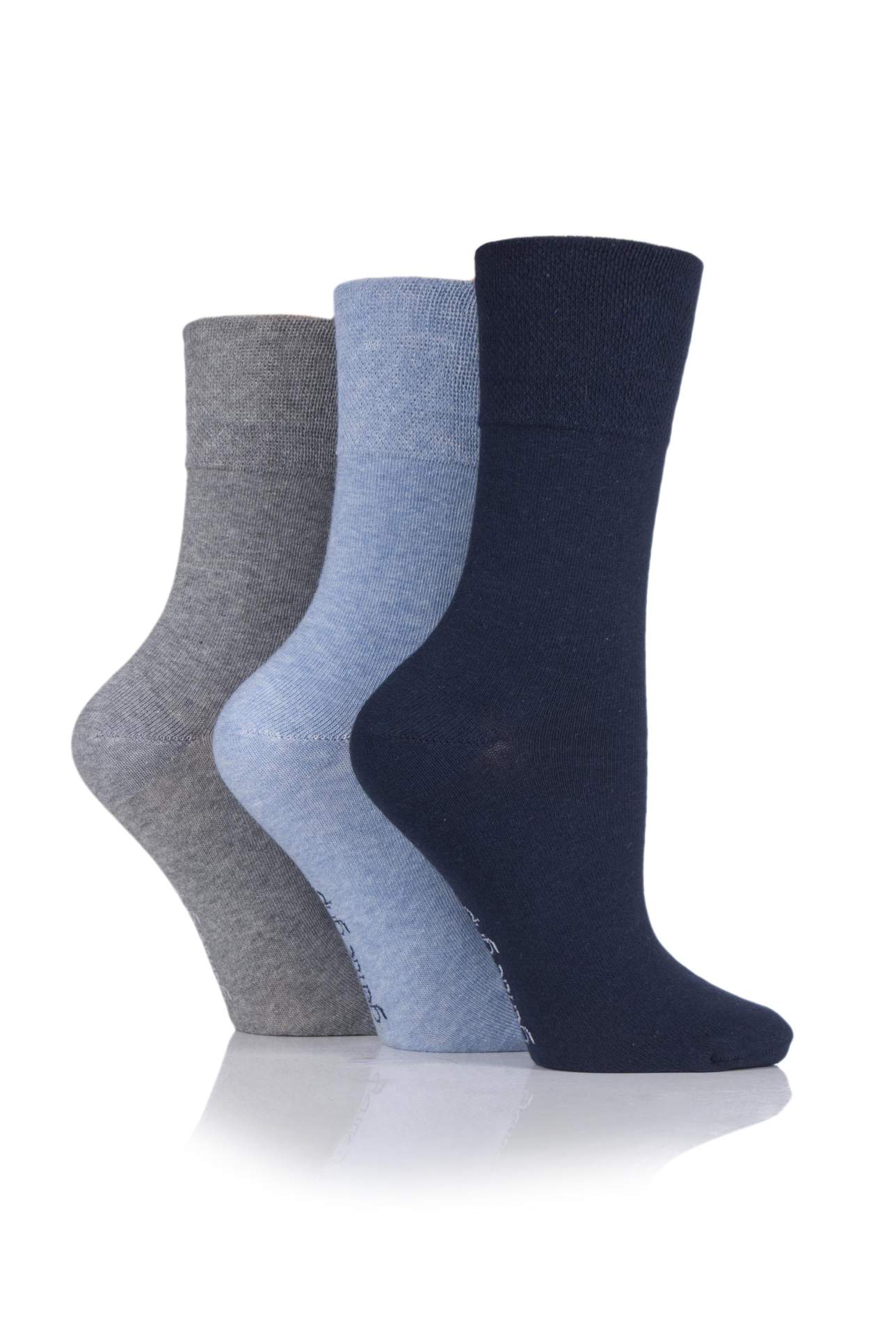 Ladies Diabetic Soft top- Non elasticated Socks. Blue/grey mix Mix