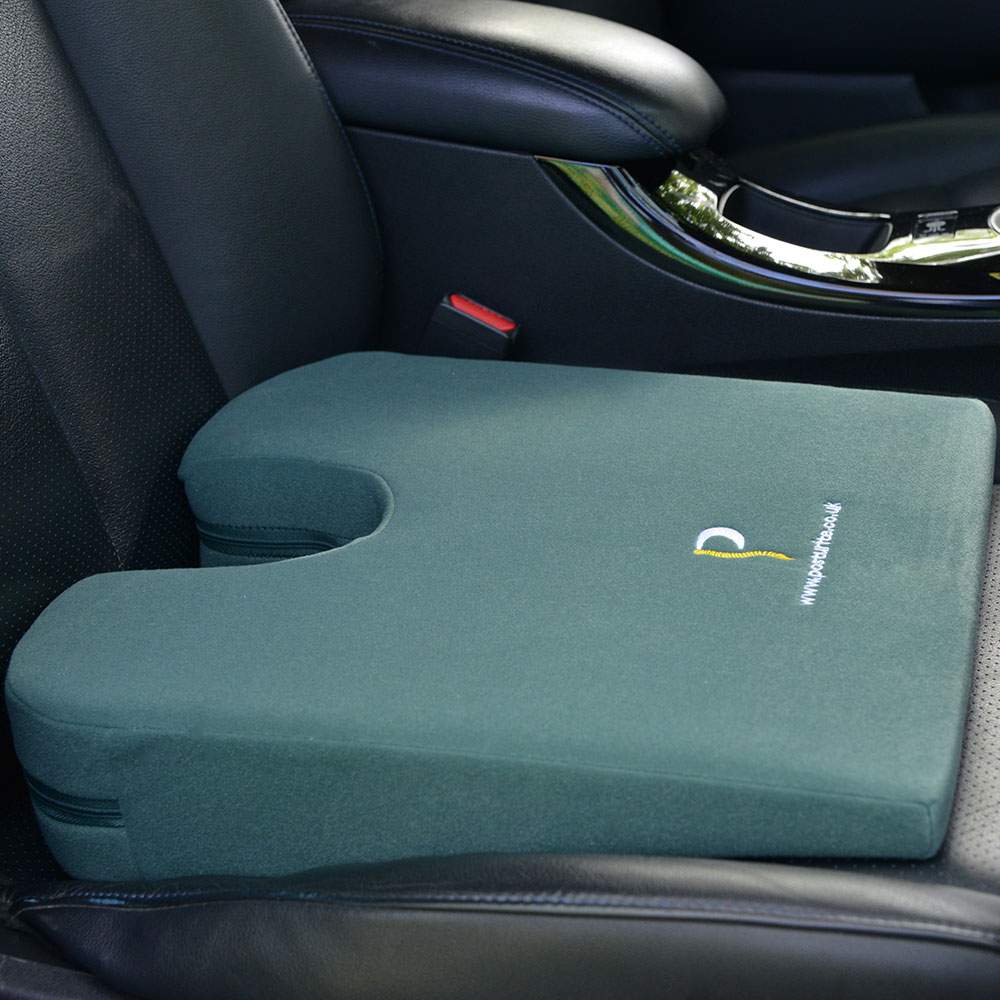 Posturite Coccyx Cut-out Wedge - shown on a car seat