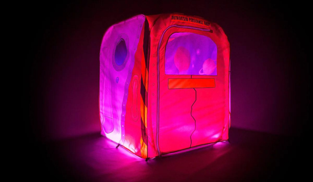 Spaceship themed pod with red lighting