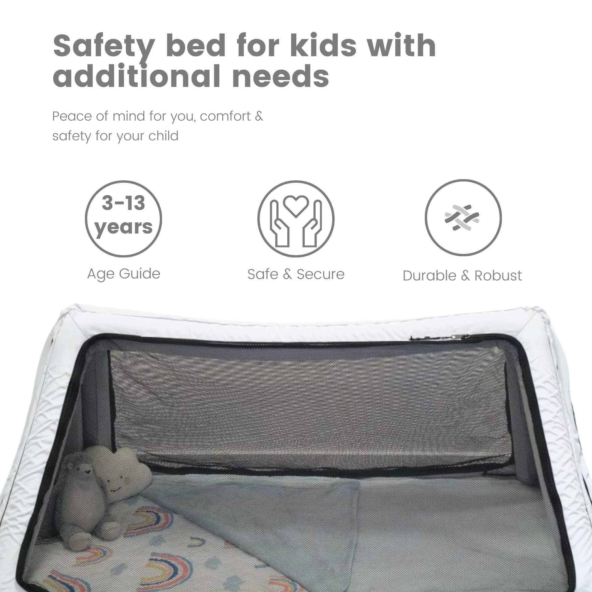 Grey additional needs bed