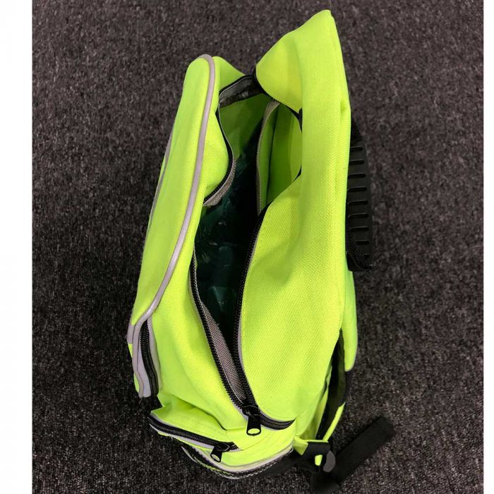 Luminous Yellow rucksack side view with reflective bands