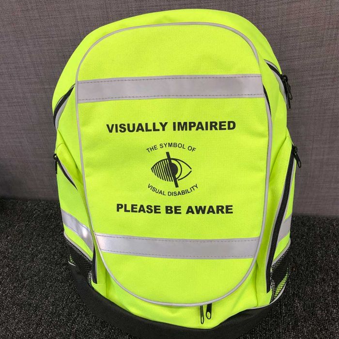Luminous Yellow rucksack front view with reflective bands