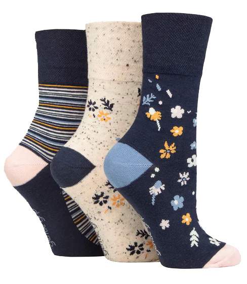 Ladies Soft top- Non elasticated Socks. Summer Ditsy pattern