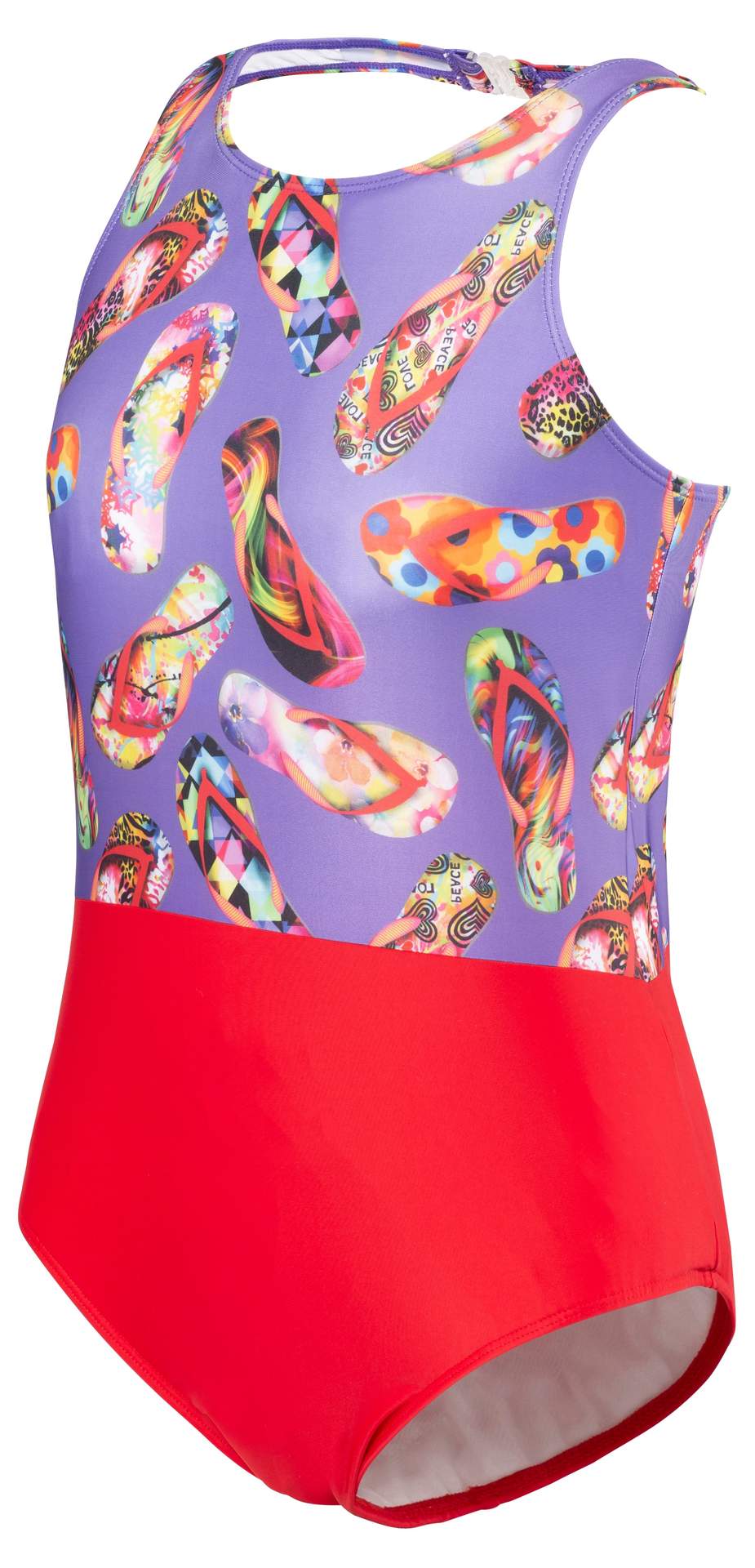 Kes-Vir™ Girls’ Incontinence Swimsuit – Flipflop Halterneck Damson/Rose 4