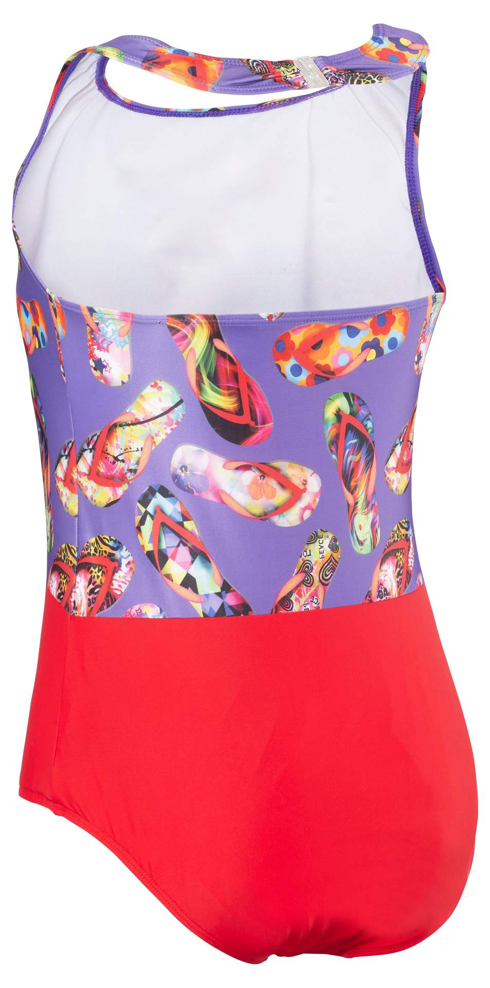 Kes-Vir™ Girls’ Incontinence Swimsuit – Flipflop Halterneck Damson/Rose 1