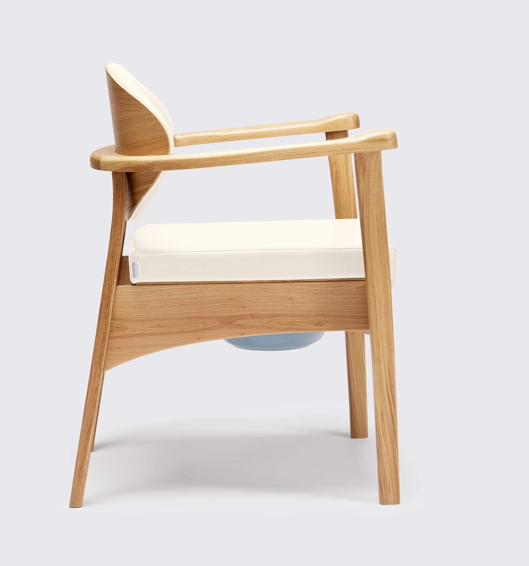 Wooden Commode Chair Side Angle 'Off White'