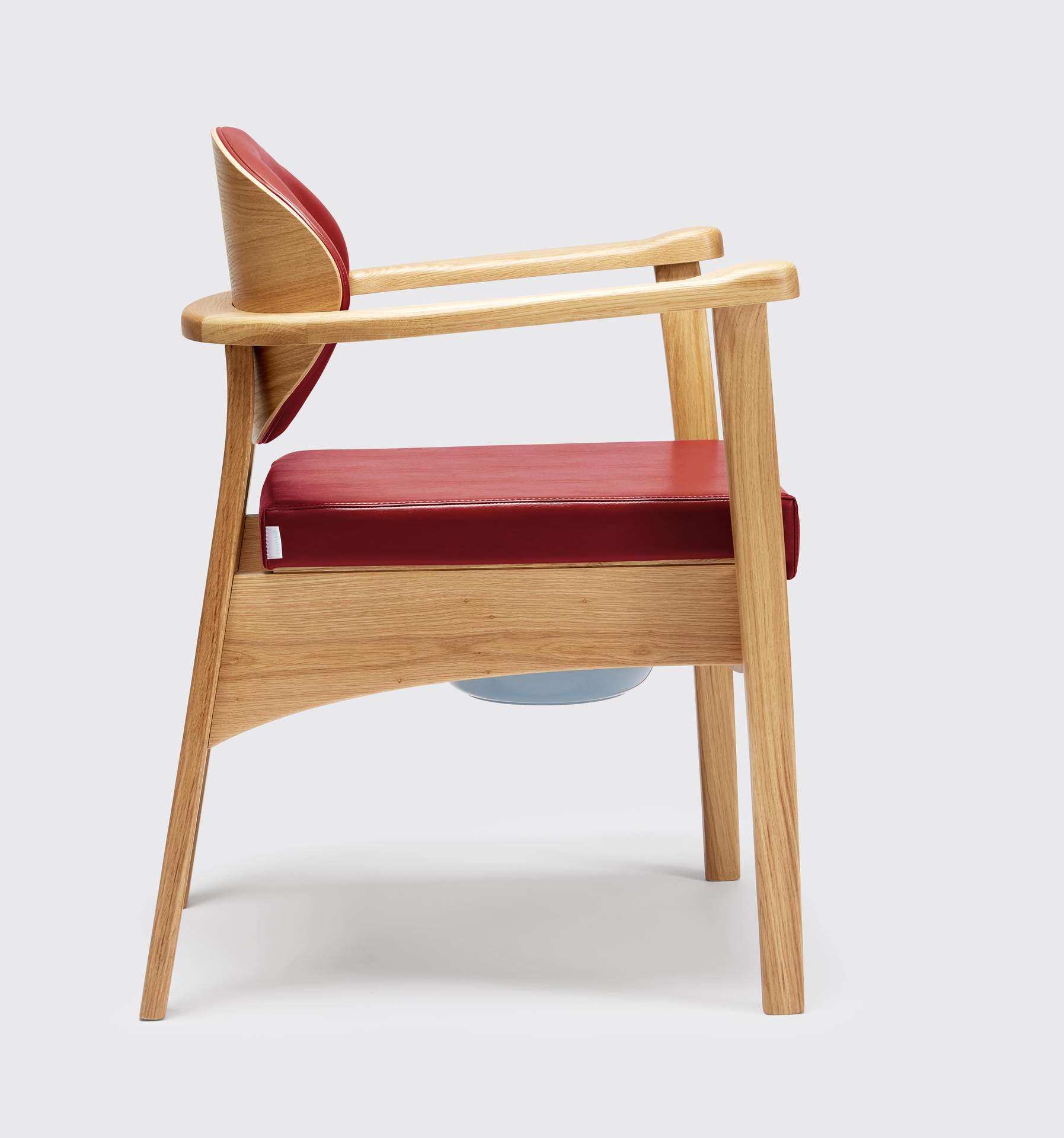 Wooden Commode Chair Side Angle 'Delta Red'