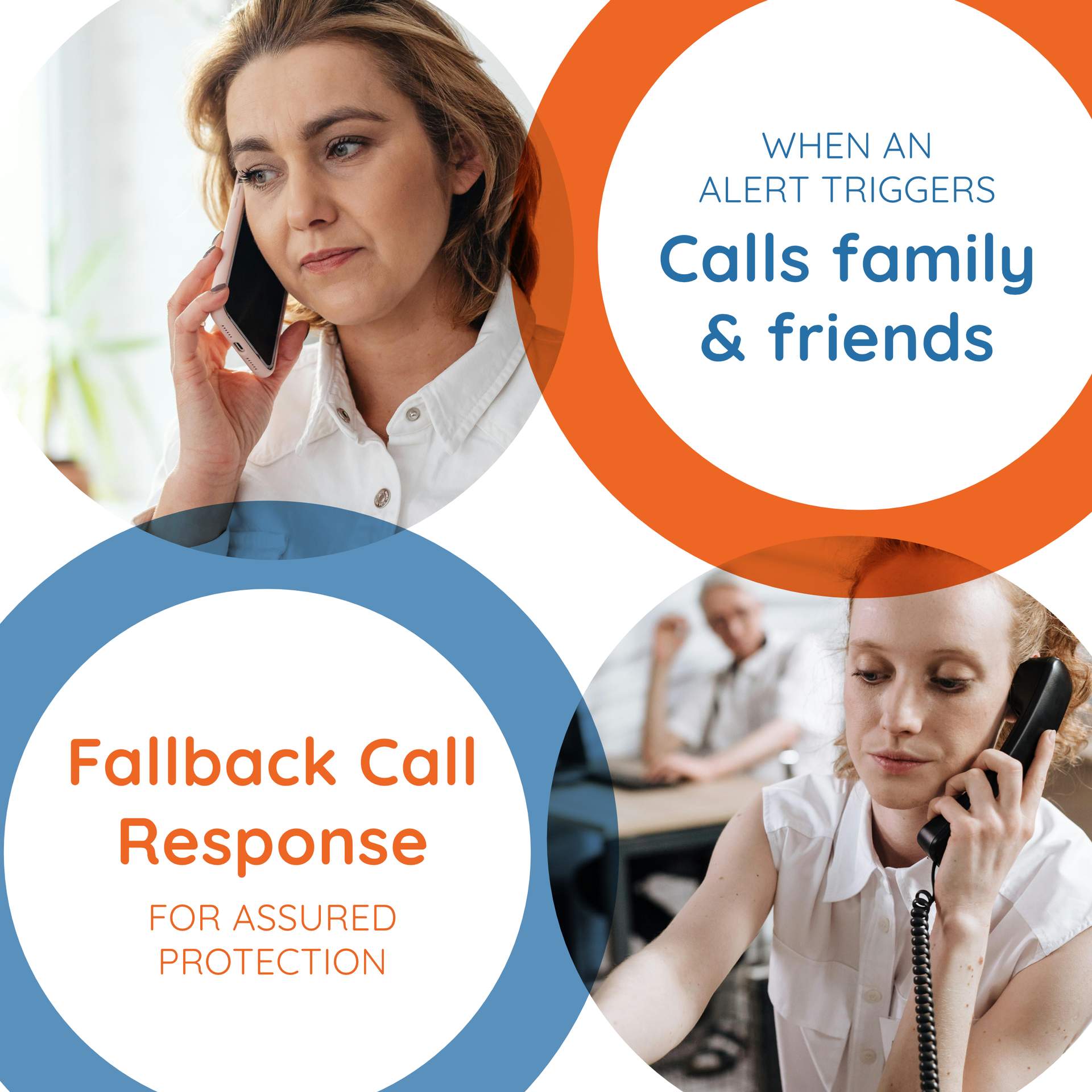 Calls family & friends with optional response centre service