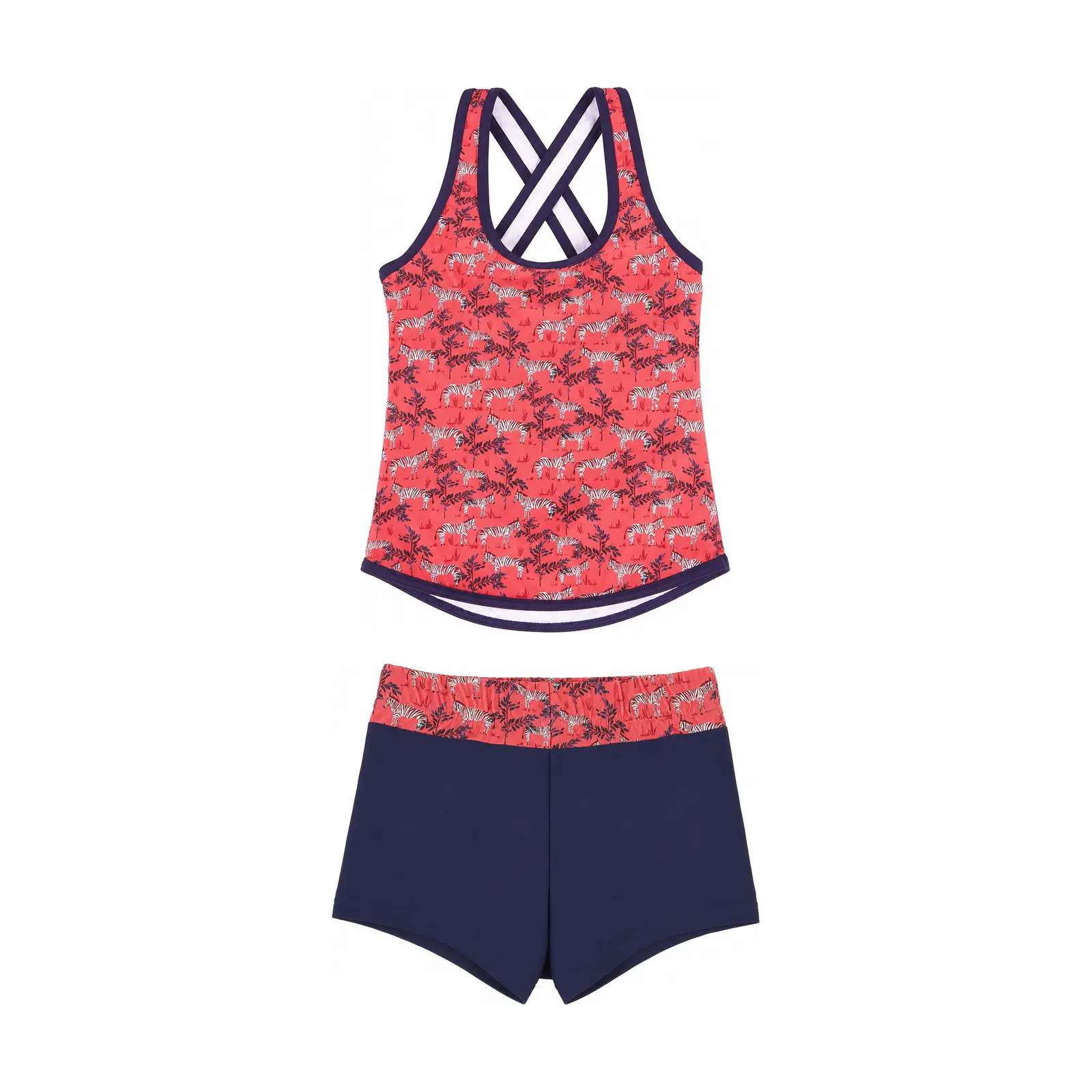 Kes-Vir Girl's Zebra Incontinence Tankini with Shorts 5