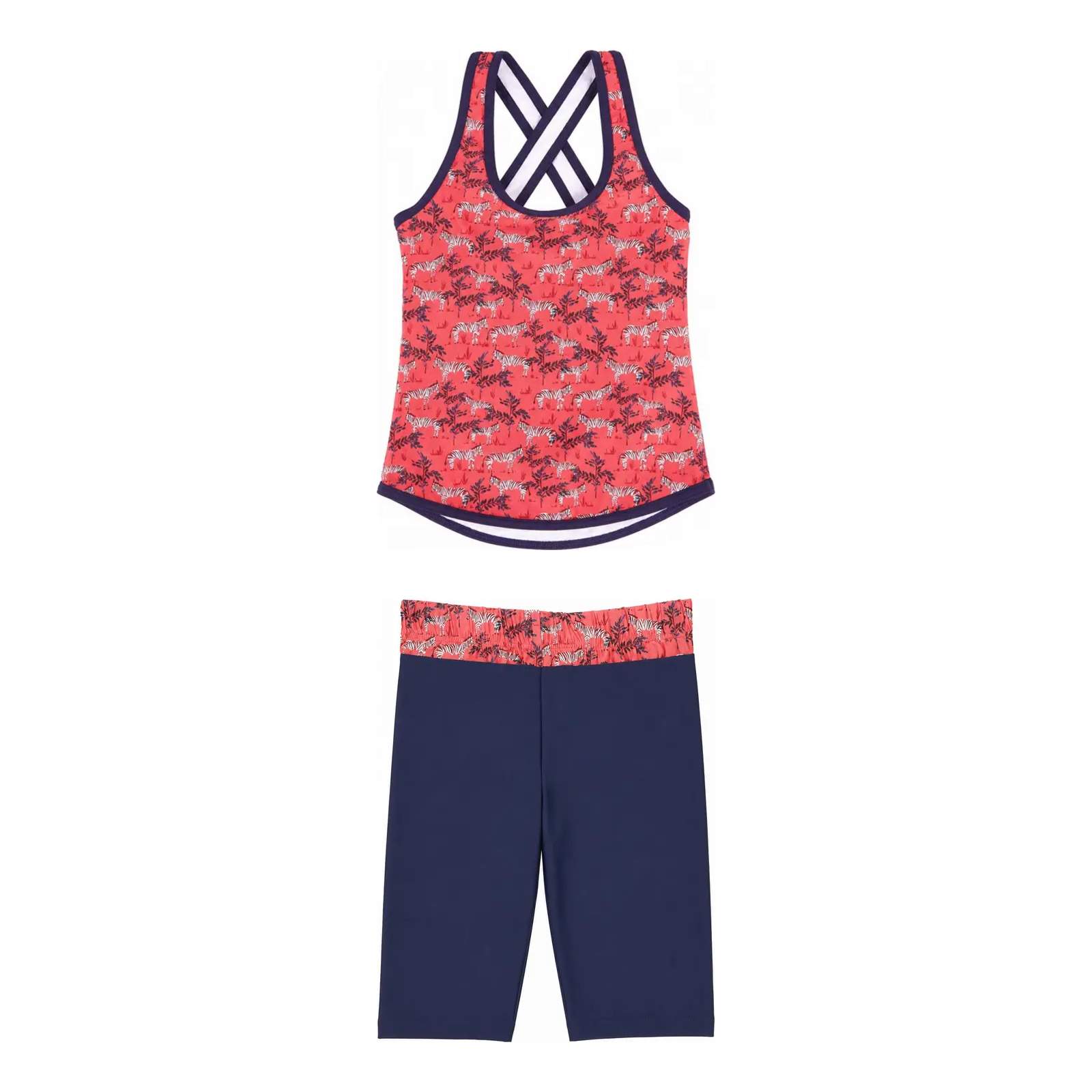 Kes-Vir Girl's Zebra Incontinence Tankini with Leggings 5