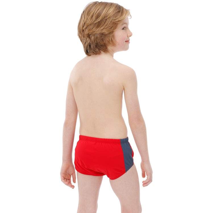 Kes-Vir™ Boys’ Incontinence Swim Trunks with Built-In Waterproof Brief – Red/Slate 4