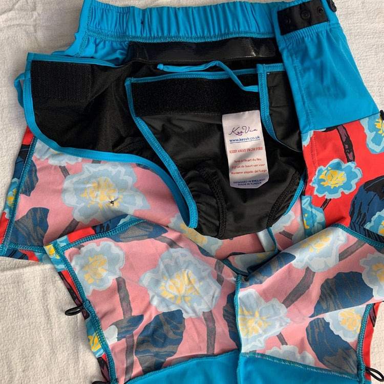 Kes-Vir™ Boys Continence Wrap Swim Shorts – Floral Blue 3