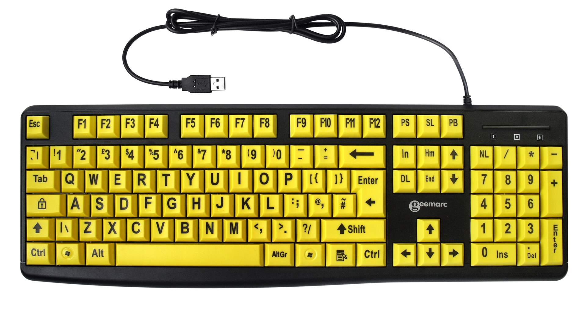 Yellow Multimedia Keyboard With Xl Printed Letters 1