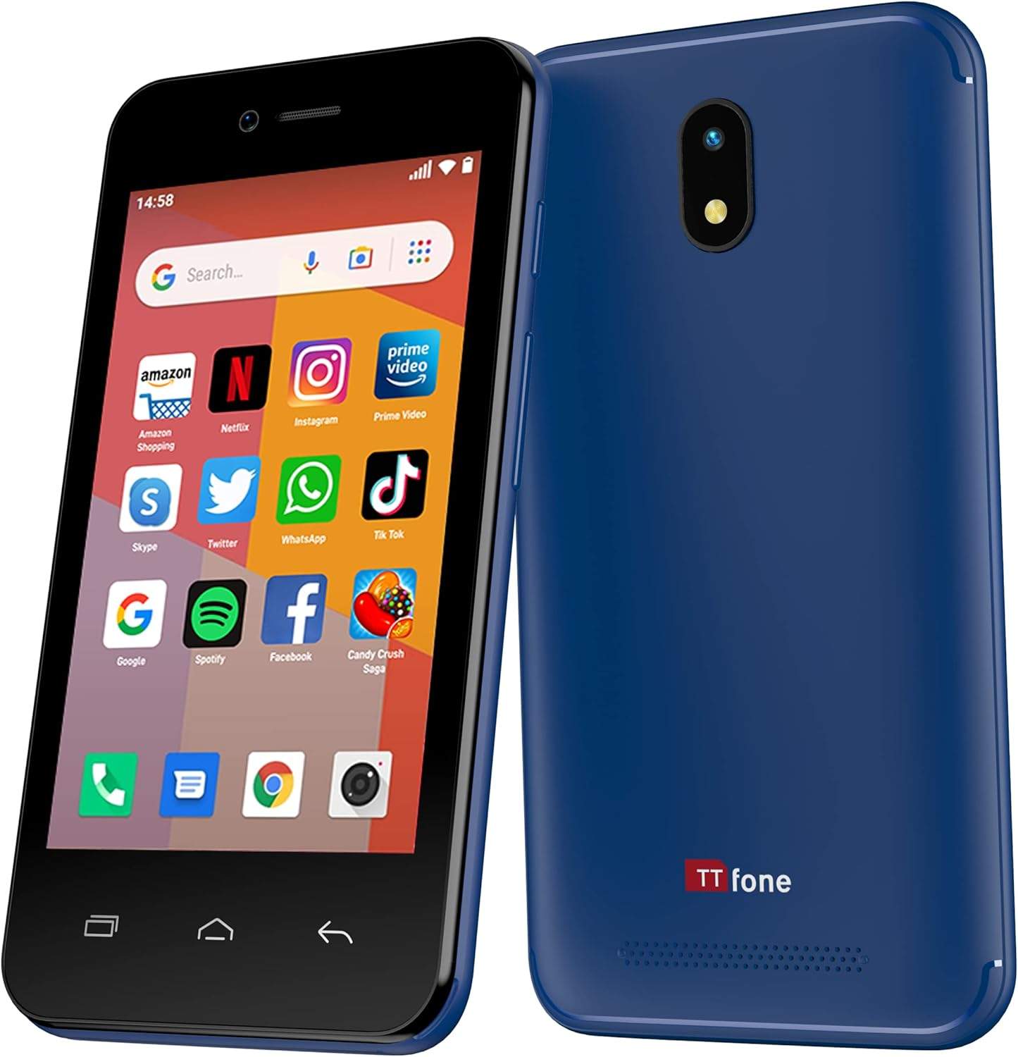 TTfone TT20 Smart 3G Mobile Phone with Android GO - 8GB - Dual Sim - 4Inch Touch Screen 3