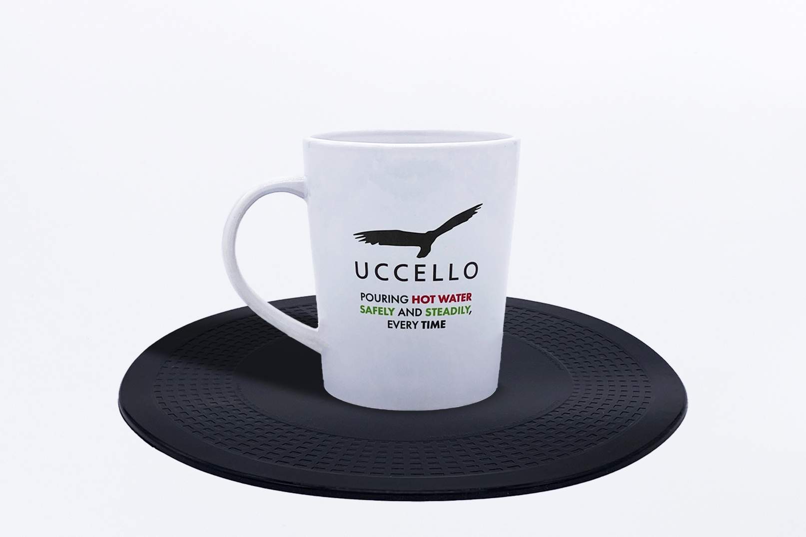 Cup sitting on the Uccello Grip Mat