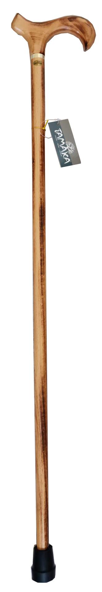 TAMAKA® Gents Handcrafted Scorched Handle Wooden Derby Cane With Collar Walking Stick - 94cm (37") 3