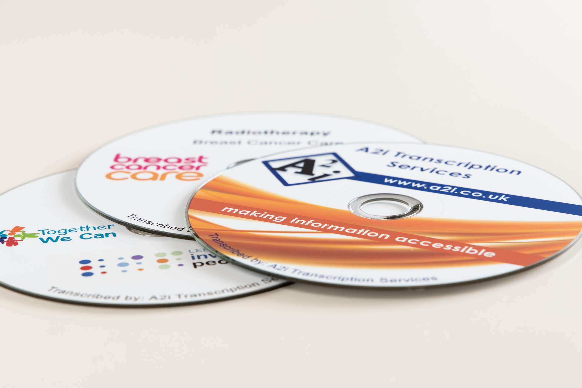3 CD's with full branding for each individual organisation